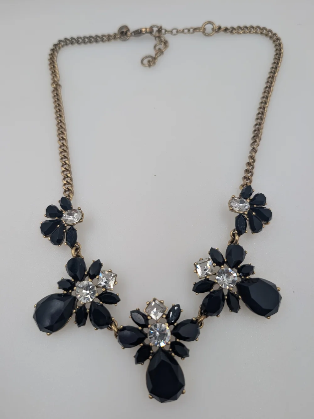 J.Crew Midnight Dark Navy Crystal Floral Cluster Statement Bib Necklace 0408